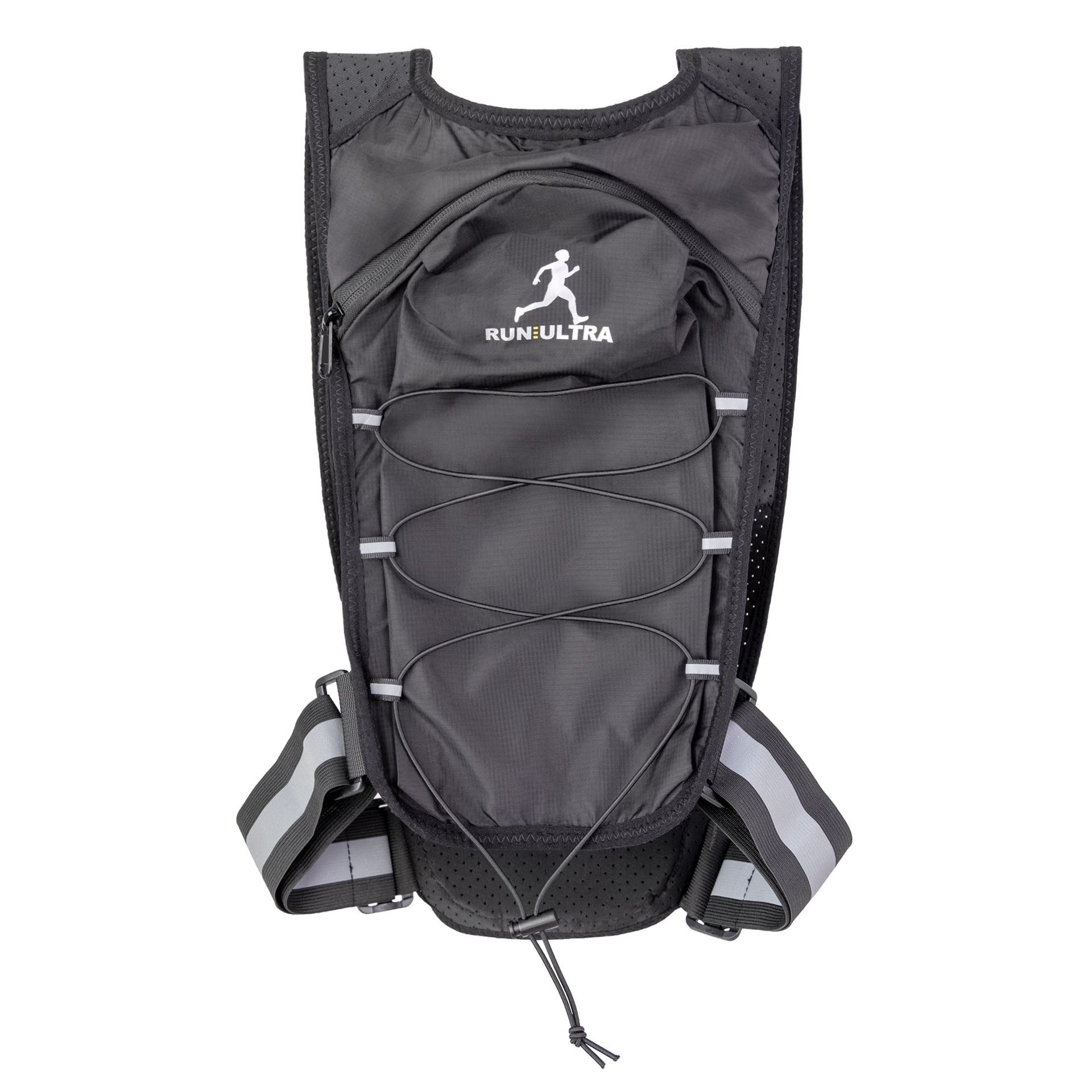 Run Ultra vest back layout showing bladder sleeve and layer storage